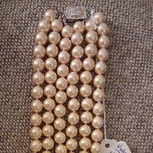 Vintage Faux Pearl 3-Strand Necklace Kenneth J Lane signed KJL